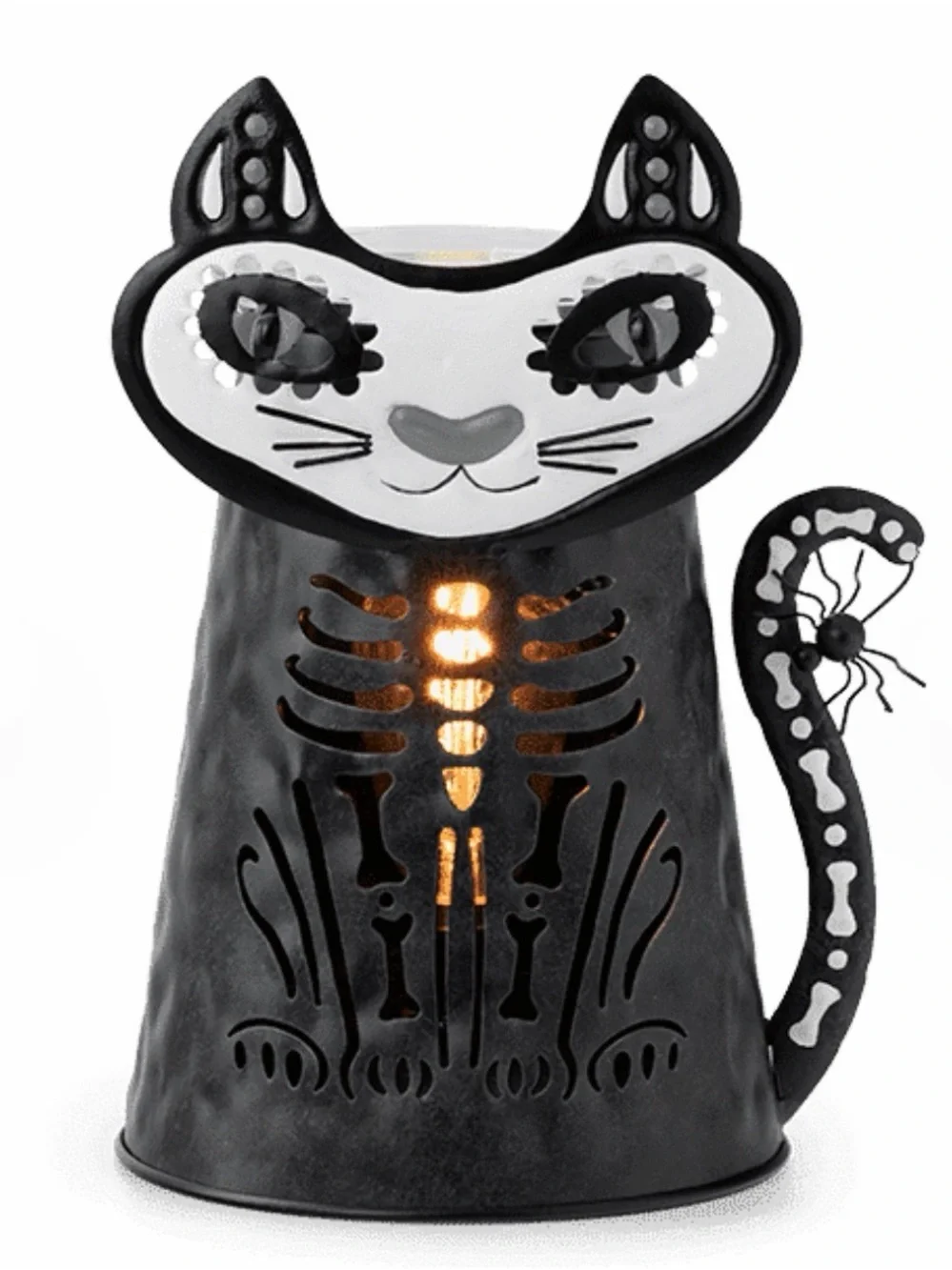 Scentsy “Very Superstitious” Skeleton Cat Metal Table Lamp - Black